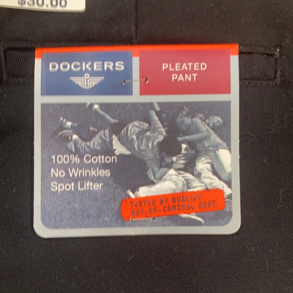 Dockers pleated 100% cotton black pant size 31 Husky - Picture 7 of 12